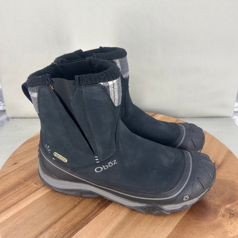 Oboz Bridger 7" Insulated B-DRY Waterproof Winter Boots Black Womens 10 Plaid